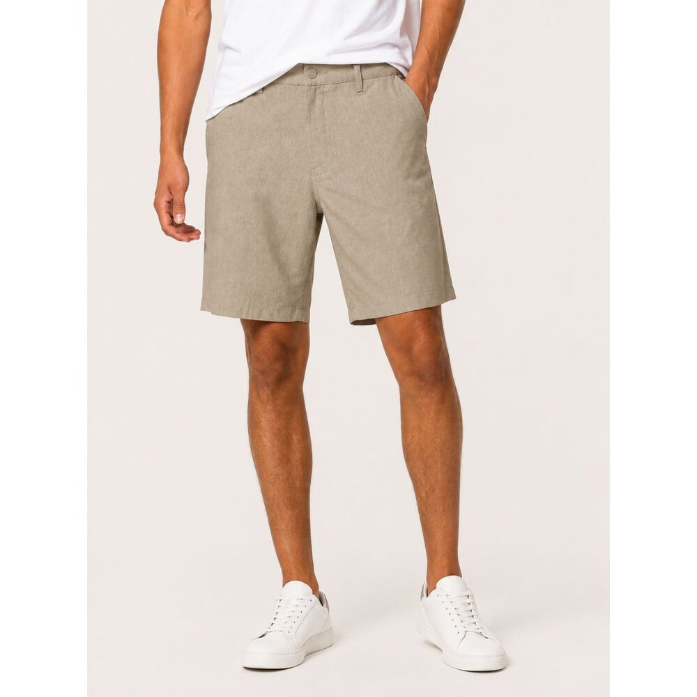 Burnside Mens Hybrid Chino Shorts 36 Khaki Stretch Quick Dry Golf Performance